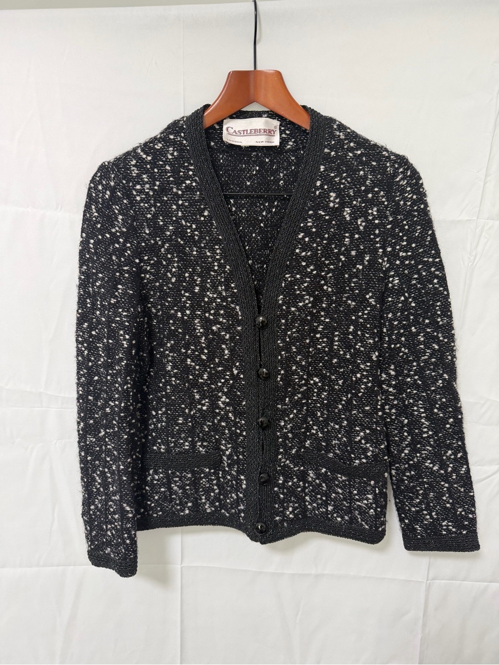 Castleberry Black & White Speckled Knit Cardigan